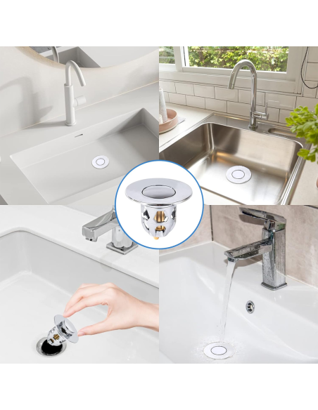 2pz Tappo Lavandino Pop-Up Universale Filtro Scarico Anti-Intasamento in ABS