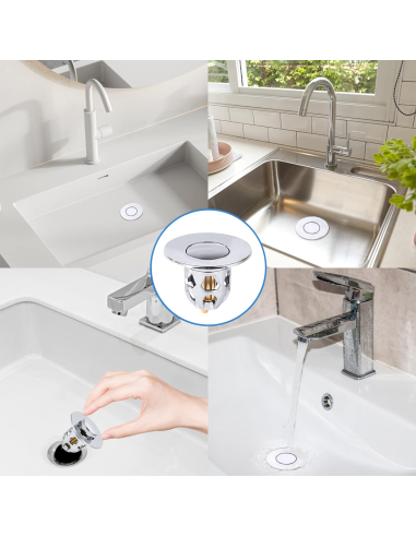 4pz Tappo Lavandino Pop-Up Universale Filtro...