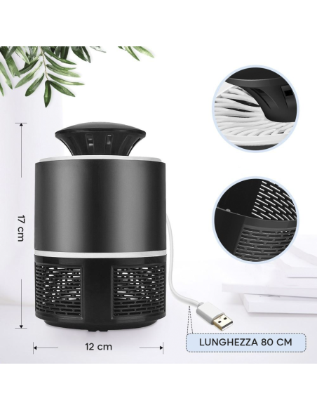 2pz Lampada Antizanzare Elettrica 18724 Trappola per Insetti Led USB Portatile