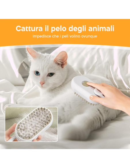 Spazzola Massaggiante Elettrica per Cani e Gatti a Vapore Wireless Ricaricabile