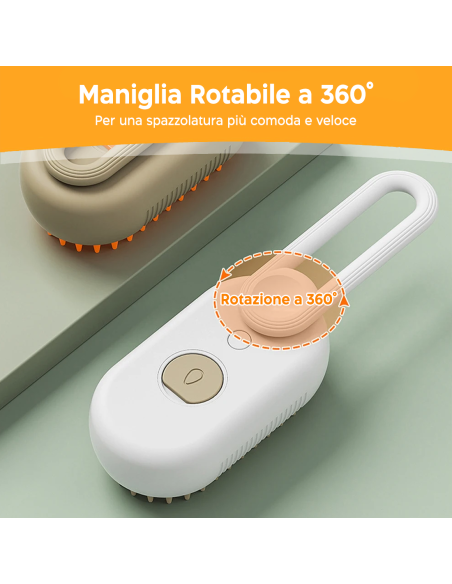 Spazzola Massaggiante Elettrica per Cani e Gatti a Vapore Wireless Ricaricabile