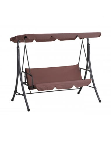 Dondolo Letto da Giardino ARIZONA 3 Posti Tettuccio Parasole Struttura Acciaio Marrone