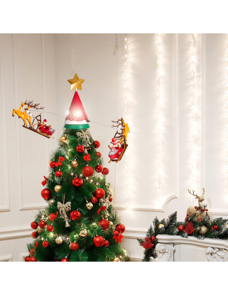 Puntale Rotante per Albero di Natale Girevole a 360° Luci Suoni e Movimento