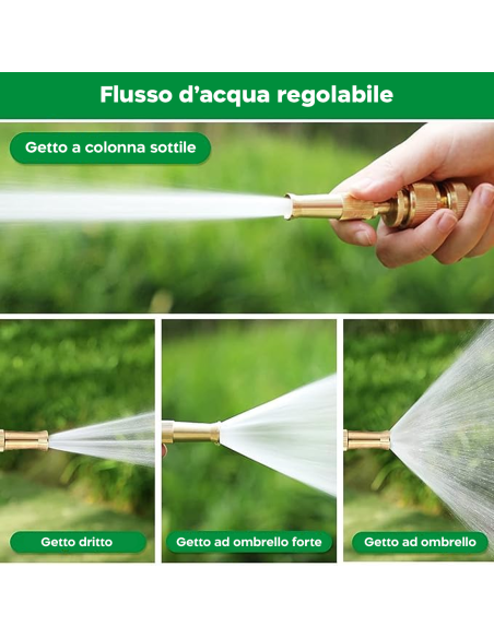 Set di Ugelli in Ottone per Tubo da Giardino ad Alta Pressione Regolabile