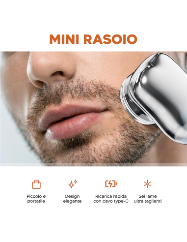 Mini Rasoio Elettrico da Uomo Barba e Capelli...