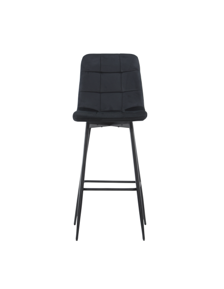 Set 2 Sgabelli in Velluto VELVETTE Struttura Nera con Schienale e Poggiapiedi