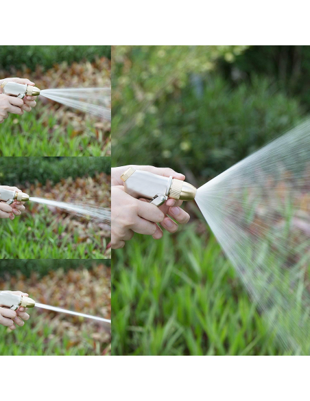 Pistola Irrigazione Acqua per Tubo da Giardino in Metallo con Ugelli Multigetto
