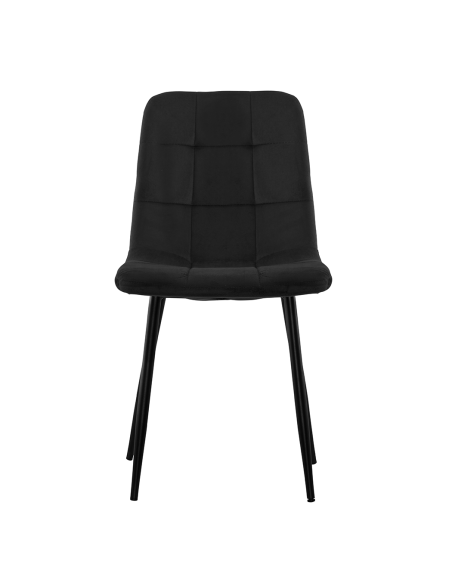Set 4 Sedie in Velluto VELVETTE Schienale Imbottito Struttura Nera in Metallo