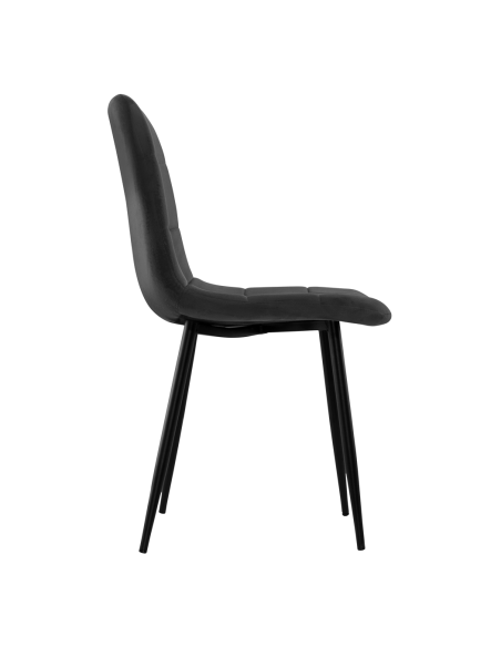 Set 4 Sedie in Velluto VELVETTE Schienale Imbottito Struttura Nera in Metallo