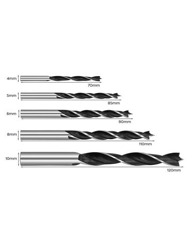 5pz Set di Punte per Trapano per Legno...