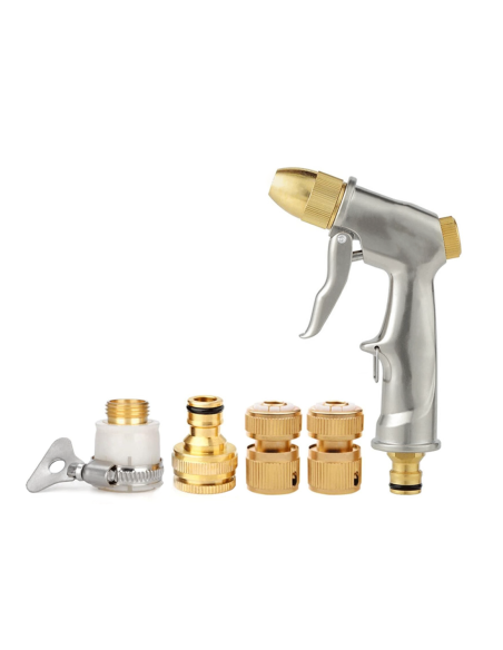 Pistola Irrigazione Acqua per Tubo da Giardino in Metallo con Ugelli Multigetto