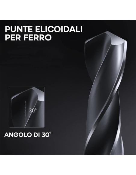 5pz Set di Punte per Trapano per Ferro Elicoidali Universali da 4,5,6,8,10mm