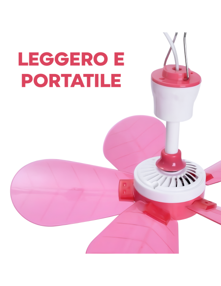 Mini Ventilatore da Soffitto Silenzioso Portatile con Gancio 6 Pale con Presa EU