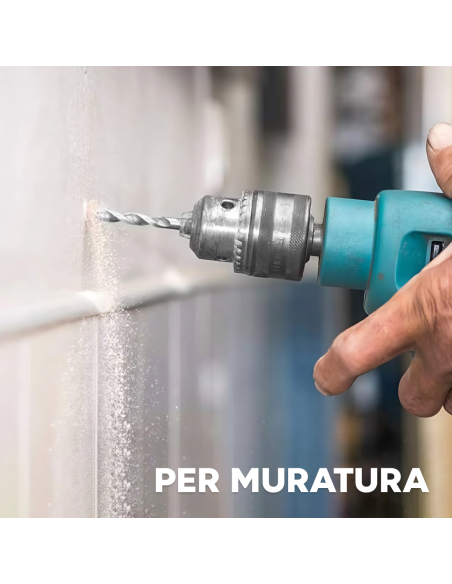 5pz Set di Punte per Trapano per Muro Elicoidali Universali da 4,5,6,8,10mm