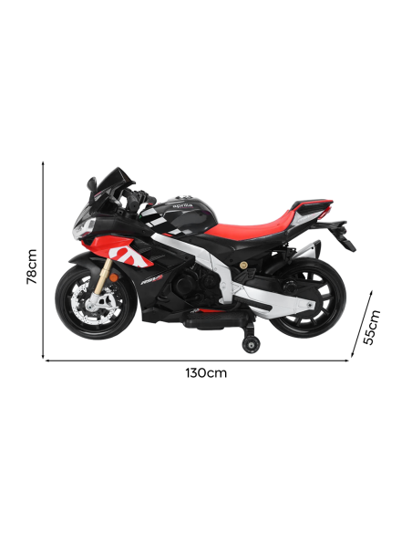 Moto Elettrica per Bambini LT973 Aprilia RSV4 BIG 24V Nera Luci e Suoni