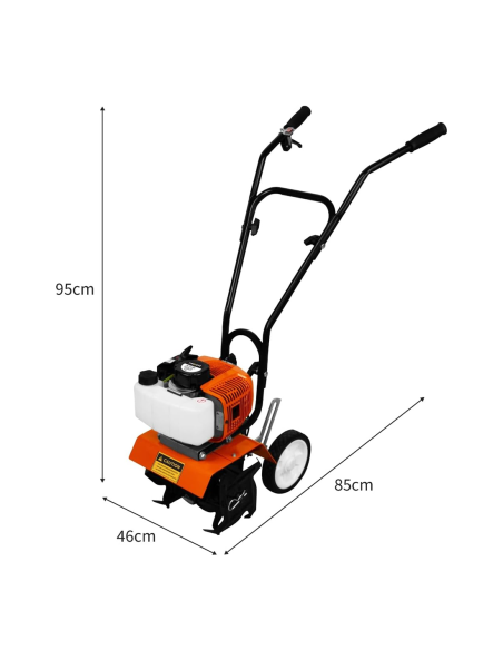 Motozappa a Benzina 52cc Fresatrice da Giardino a Scoppio Motore 2 Tempi 1,65 kW