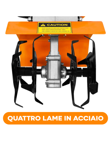 Motozappa a Benzina 52cc Fresatrice da Giardino a Scoppio Motore 2 Tempi 1,65 kW