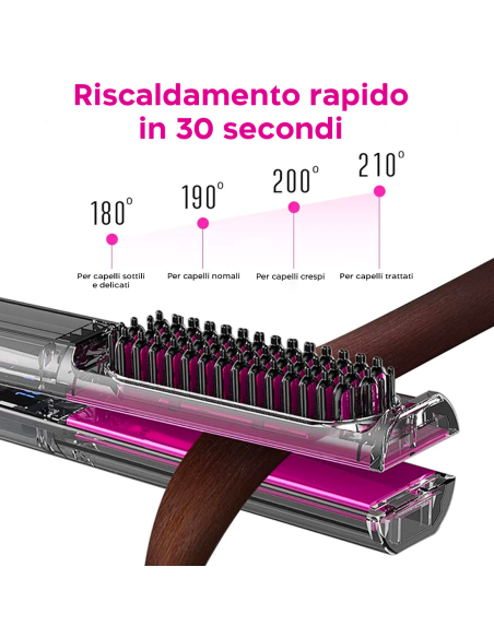 Piastra Capelli Ceramica Spazzola Lisciante 3 in 1 Display LCD Temperatura 230°