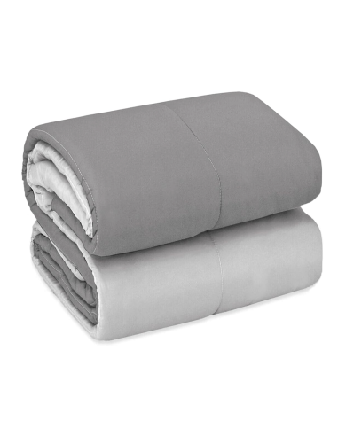 Trapunta Singola Piumone Invernale Imbottita Double Face 170x260cm Made in Italy Grigio chiaro