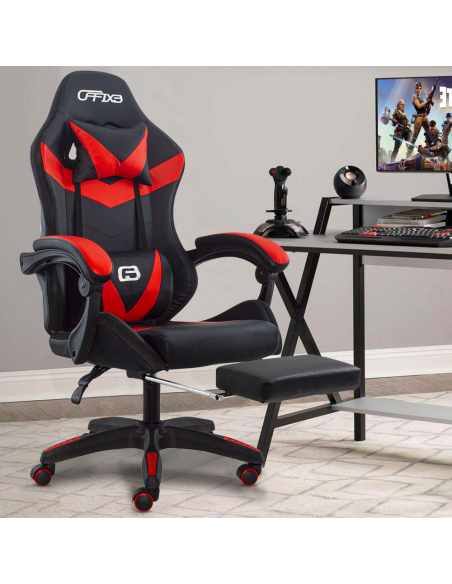 Sedia Ufficio Gaming AZRACE Ecopelle OFFIX3 con Poggiapiedi Poltrona Reclinabile