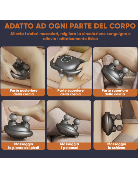 Pistola Massaggiante Elettrica 4 Testine per Massaggio Muscolare a Batteria 15W