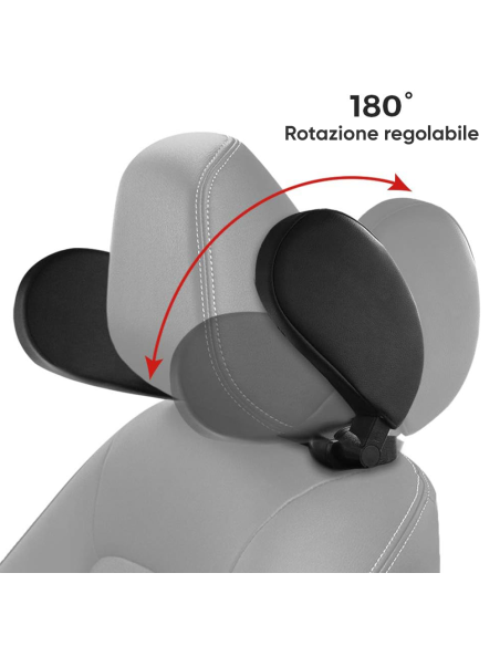 Poggiatesta Cuscino per Auto da Viaggio Supporto Regolabile per Collo a 180°