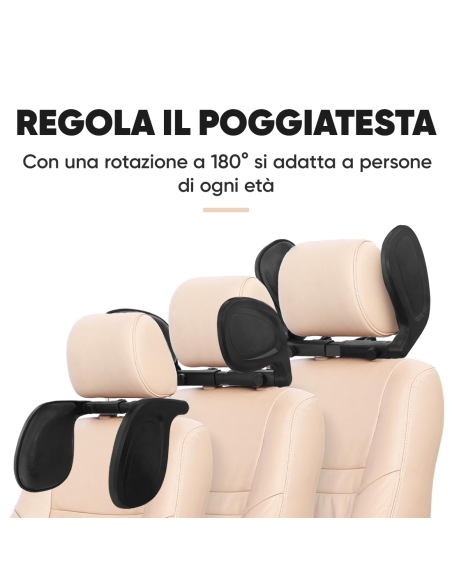 Poggiatesta Cuscino per Auto da Viaggio Supporto Regolabile per Collo a 180°