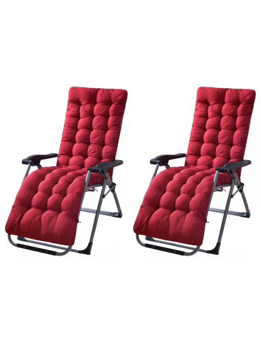 2pz Sedia Sdraio Pieghevole Cuscino Gravità Zero Poltrona Schienale Reclinabile Rosso