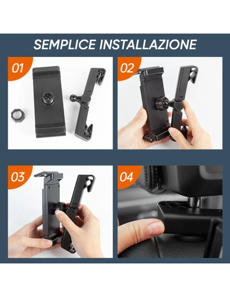 Supporto Smartphone Cellulare Auto per Poggiatesta Sedile Posteriore Universale