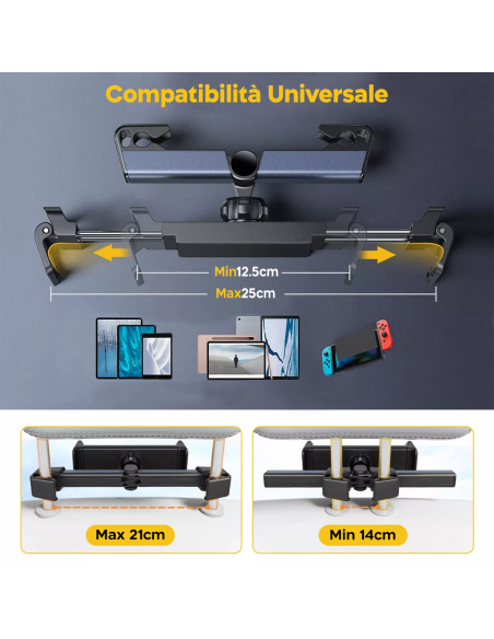 Supporto Smartphone Cellulare Auto per Poggiatesta Sedile Posteriore Universale