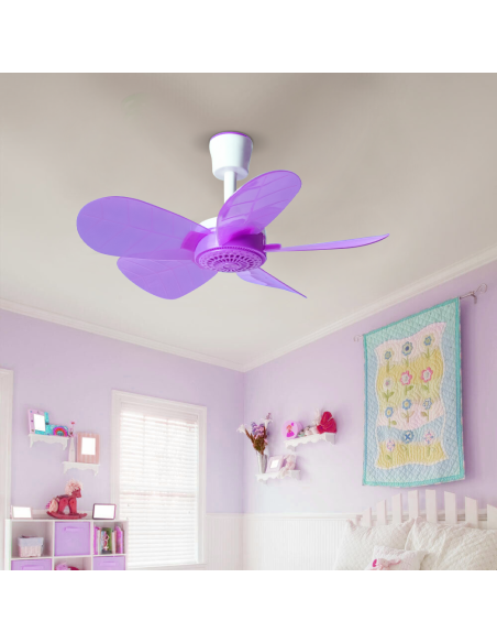 Mini Ventilatore da Soffitto Silenzioso Portatile con Gancio 6 Pale con Presa EU
