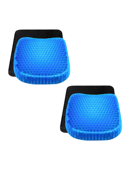 Set 2 Cuscini Gel Traspirante Antidecubito per Sedute Prolungate 37x30x4cm
