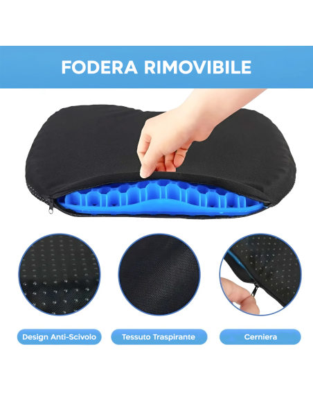 Set 2 Cuscini Gel Traspirante Antidecubito per Sedute Prolungate 37x30x4cm