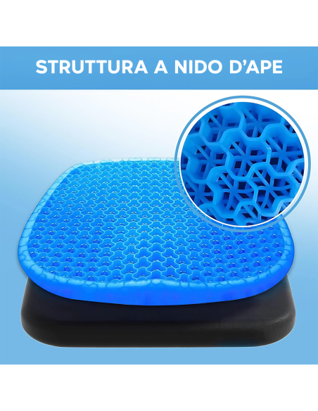 Set 2 Cuscini Gel Traspirante Antidecubito per Sedute Prolungate 37x30x4cm