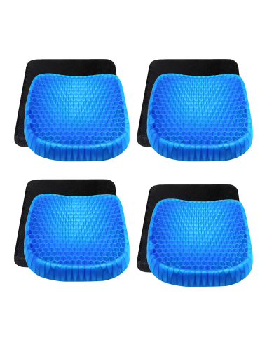 Set 4 Cuscini Gel Traspirante Antidecubito per Sedute Prolungate 37x30x4cm