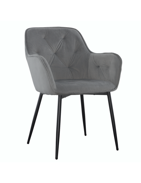 Set 2 Poltrone in Velluto QUEEN Retrò Struttura Nera con Schienale Imbottito