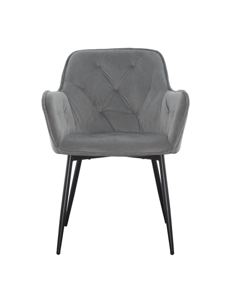 Set 2 Poltrone in Velluto QUEEN Retrò Struttura Nera con Schienale Imbottito