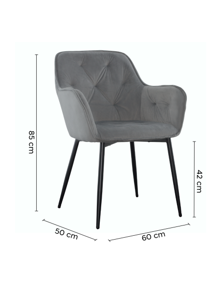 Set 2 Poltrone in Velluto QUEEN Retrò Struttura Nera con Schienale Imbottito