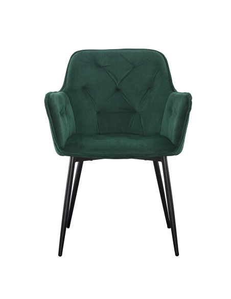 Set 2 Poltrone in Velluto QUEEN Retrò Struttura Nera con Schienale Imbottito