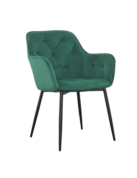 Set 2 Poltrone in Velluto QUEEN Retrò Struttura Nera con Schienale Imbottito