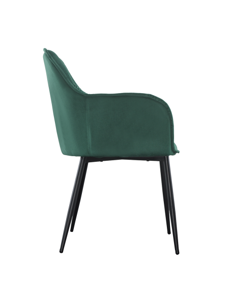 Set 2 Poltrone in Velluto QUEEN Retrò Struttura Nera con Schienale Imbottito