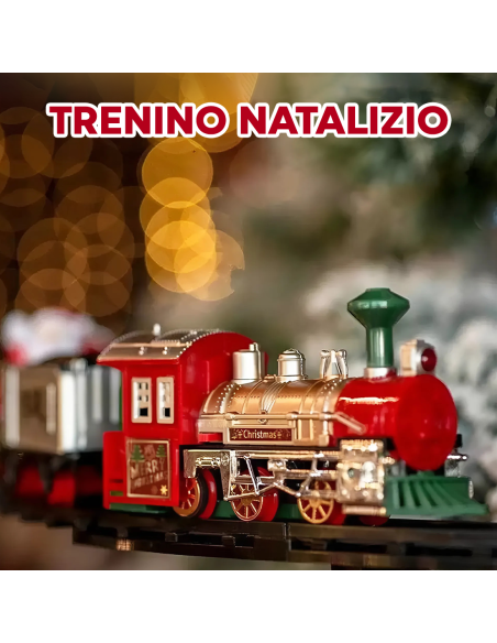 Trenino di Natale 13pz Treno Natalizio a Batteria con Luci Suoni e Movimento