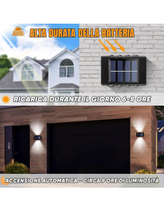 2pz Lampada da Parete ad Energia Solare 8 LED Applique... 2