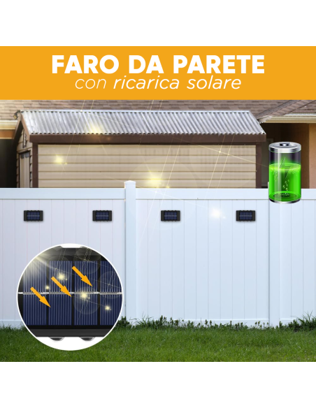 2pz Lampada da Parete ad Energia Solare 8 LED Applique Impermeabile 2700K
