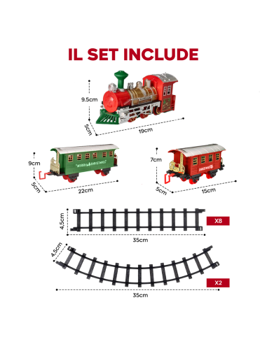Trenino di Natale 13pz Treno Natalizio a...
