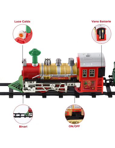 Trenino di Natale 13pz Treno Natalizio a...