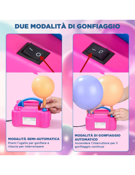 Gonfiatore per Palloncini Elettrico Pompa per Feste con Due Modalità Portatile