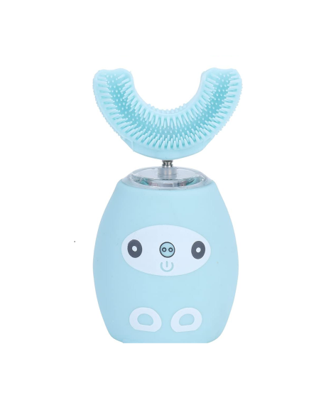 Spazzolino Elettrico Denti Bambini Morbido in Silicone a Forma di U Pulizia 360°