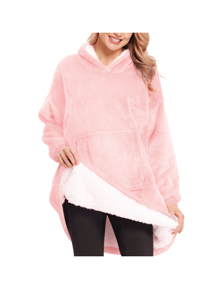 Felpa Plaid con Cappuccio Oversize Mantella con Maniche Unisex Taglia Unica