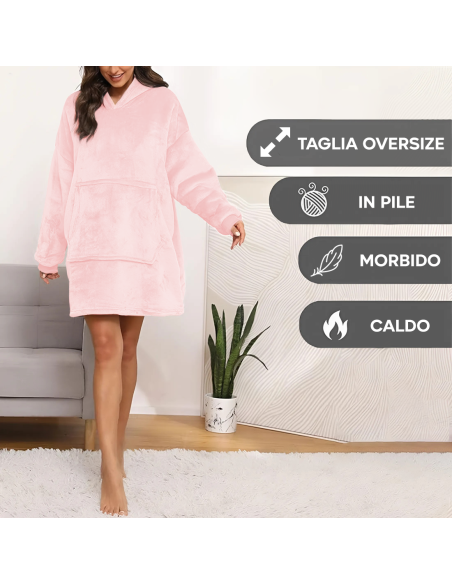Felpa Plaid con Cappuccio Oversize Mantella con Maniche Unisex Taglia Unica